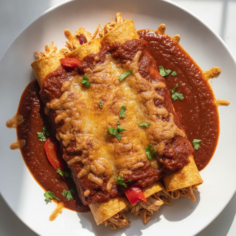 Chicken Enchiladas with Ancho Chili Sauce