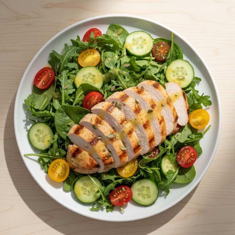 Grilled Turkey Breast Salad with Cherry Tomatoes and Cucumber