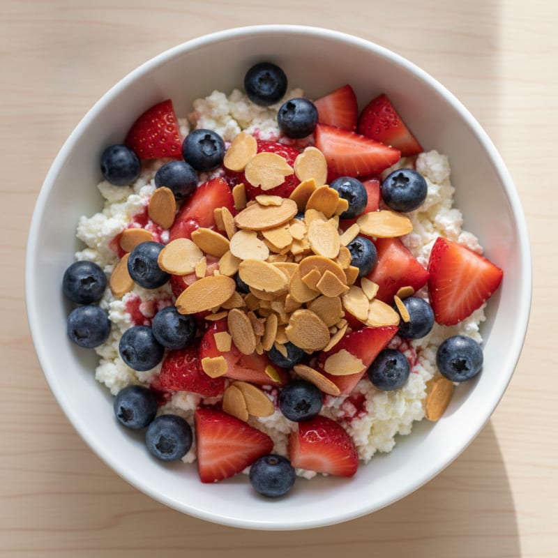 Cottage Cheese Berry Bowl with Almonds