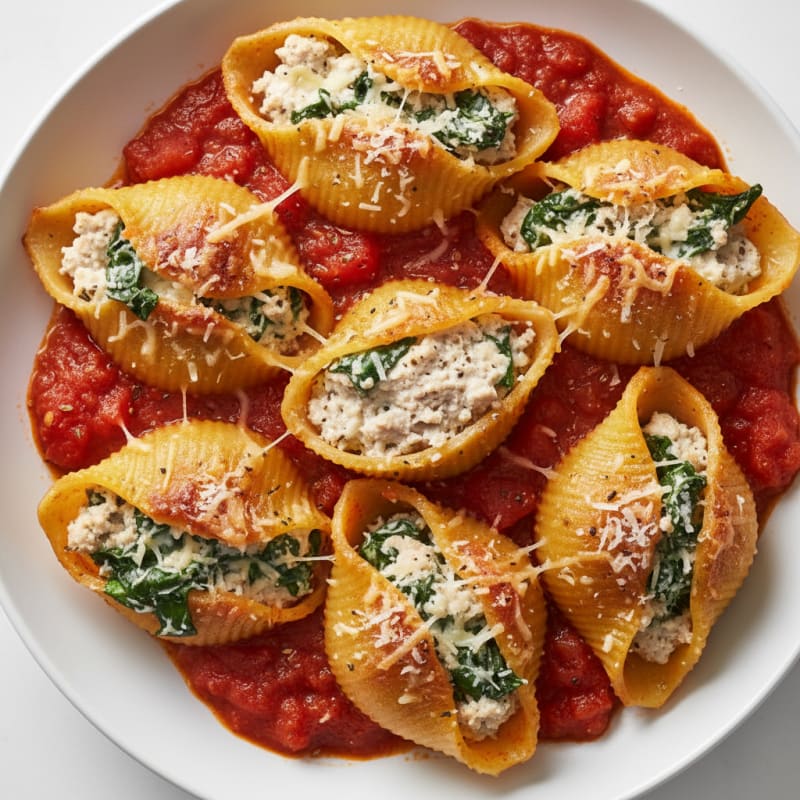 Creamy Turkey Stuffed Shells with Marinara
