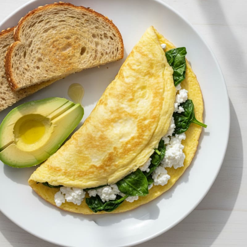 Egg White Spinach Omelet with Cottage Cheese
