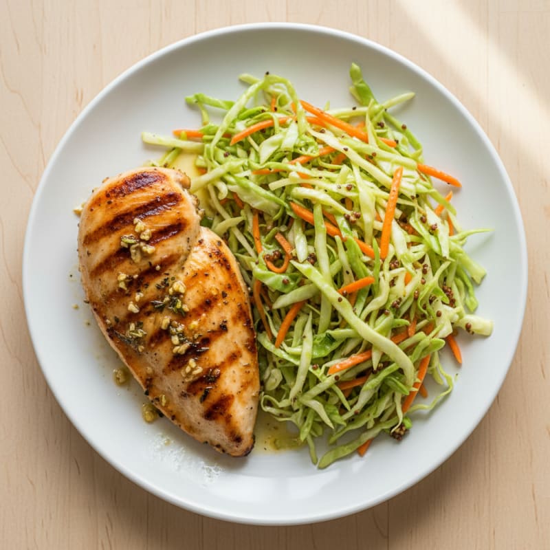 Grilled Chicken Breast with Crunchy Cabbage Slaw