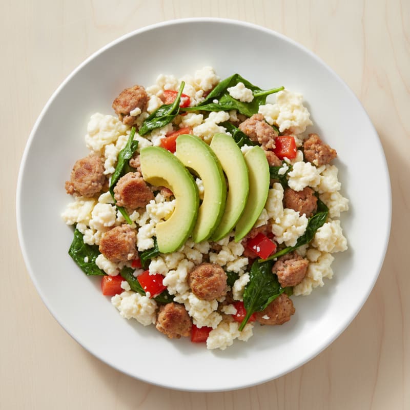 Egg White Veggie Scramble with Turkey Sausage