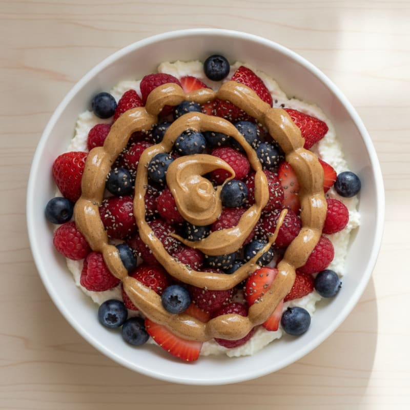 Greek Yogurt Protein Parfait with Mixed Berries and Almond Butter
