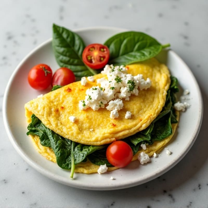 Fluffy Spinach Feta Egg White Omelette