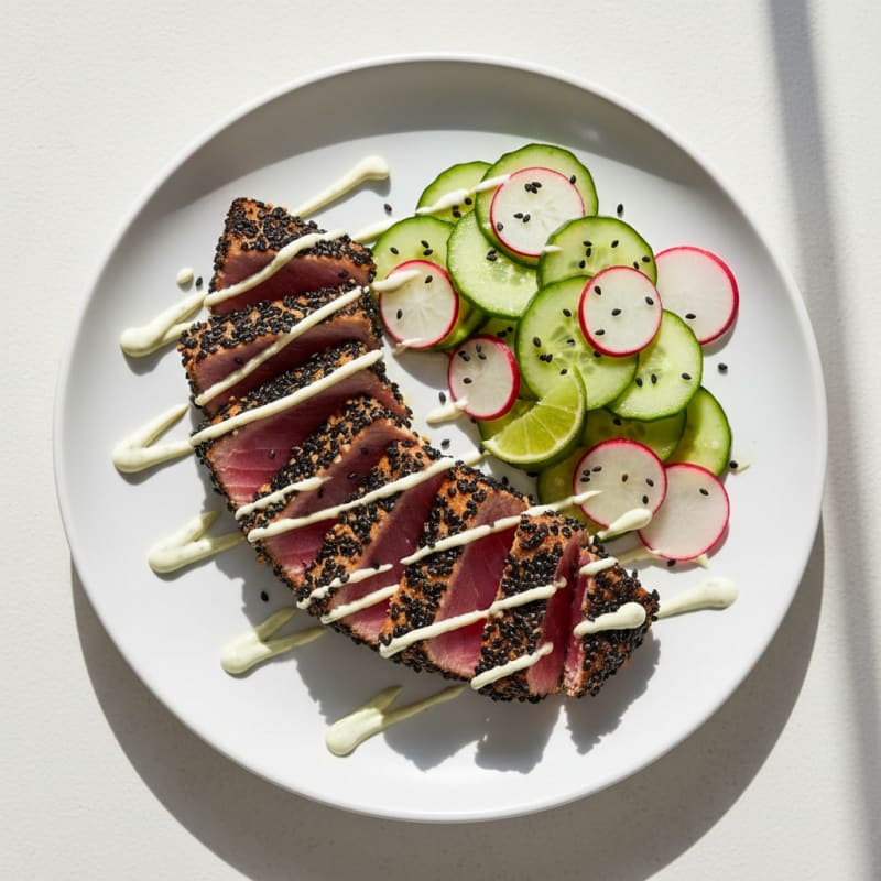Pan-Seared Ahi Tuna with Zesty Wasabi Mayo