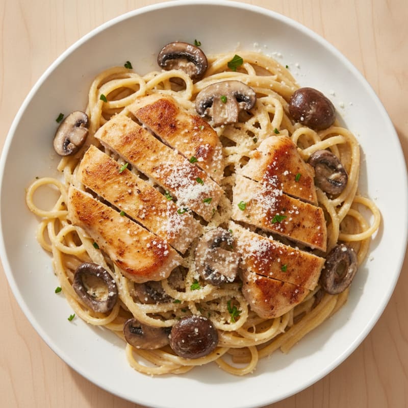 Truffle Mushroom Linguine with Parmesan