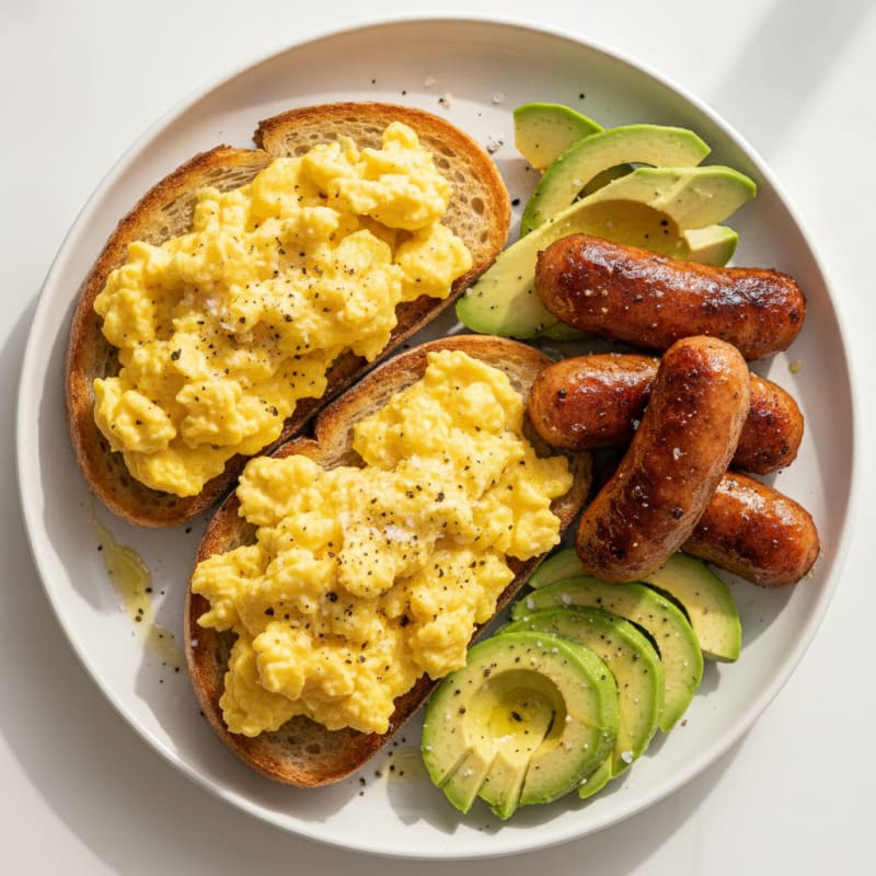 Sourdough with Parmesan Eggs and Chicken Sausage