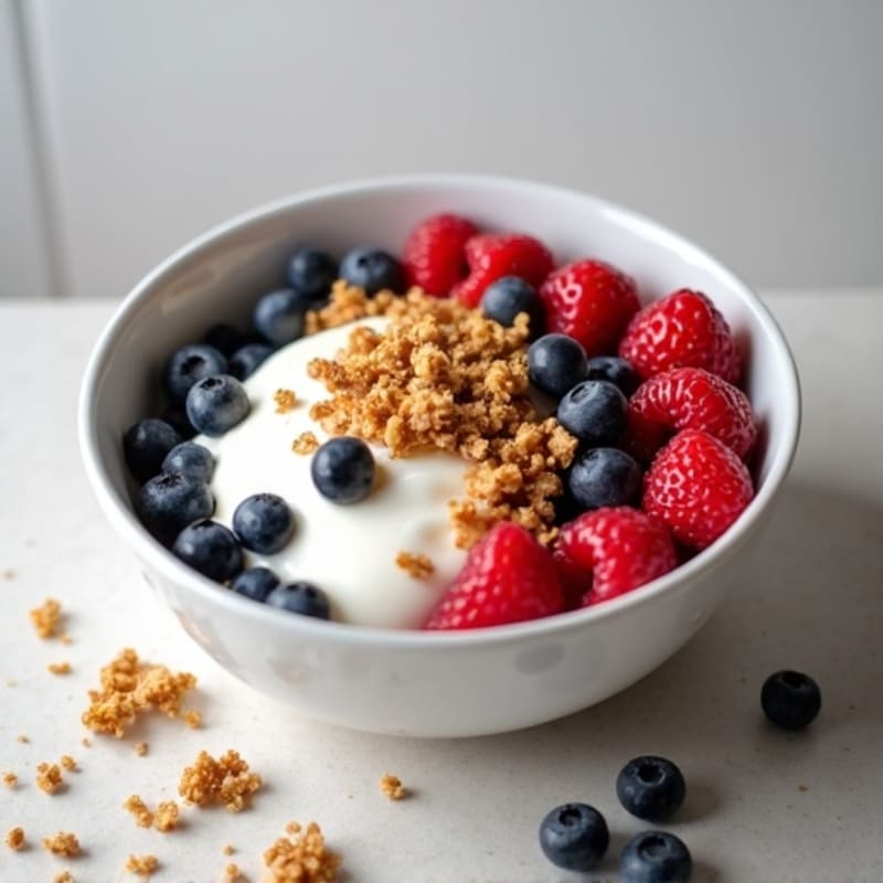 Greek Yogurt with Fresh Berries and Crunchy Almond Granola