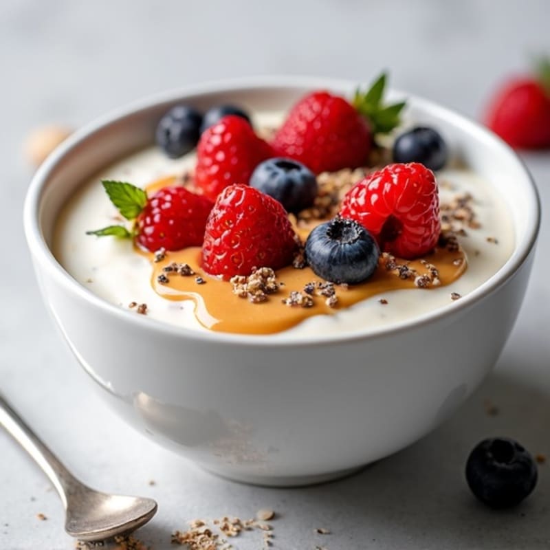 Creamy Greek Yogurt Protein Bowl with Mixed Berries and Almond Butter