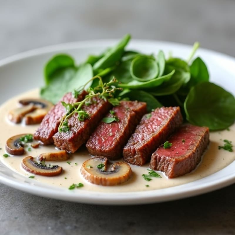 Lean Beef with Creamy Mushroom Sauce