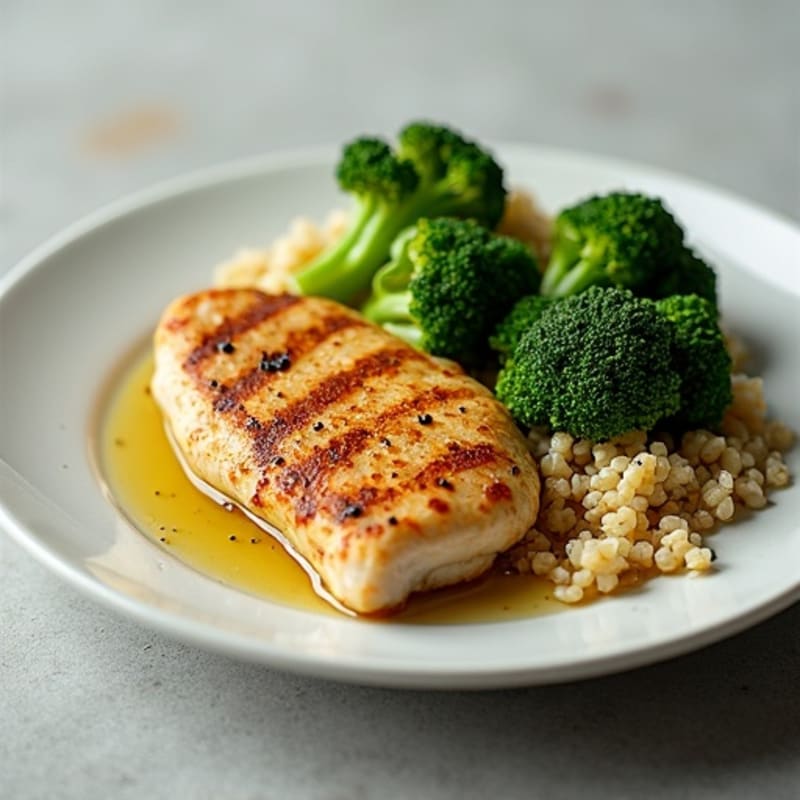 Grilled Chicken Breast with Quinoa and Steamed Broccoli