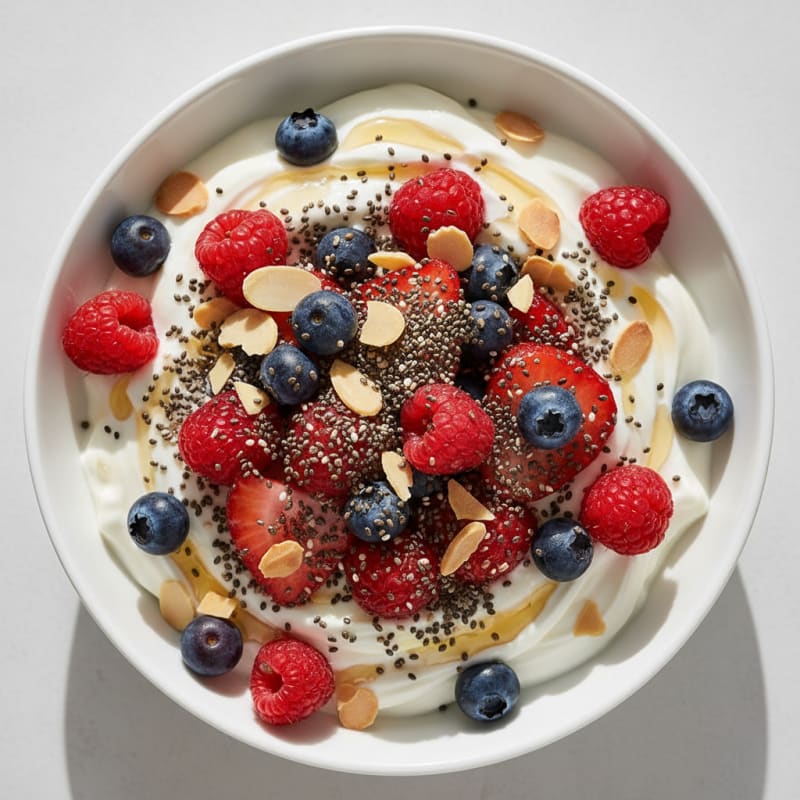 Creamy Greek Yogurt Bowl with Mixed Berries and Chia Seeds