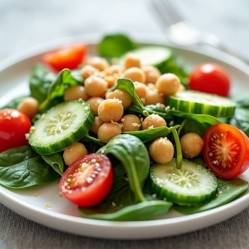 Chickpea Spinach Salad with Creamy Lemon Dressing