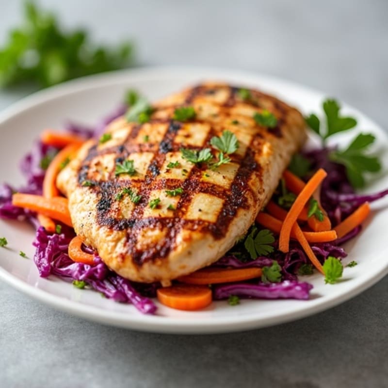 Grilled Chicken Breast with Crunchy Cabbage Slaw