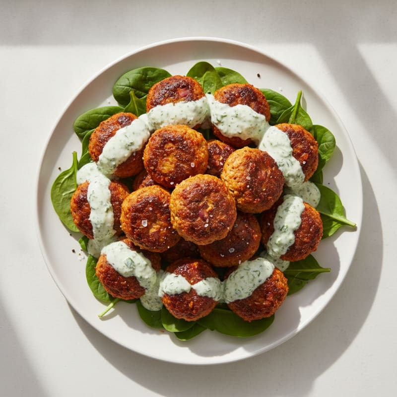 Harissa Meatballs with Mint Yogurt