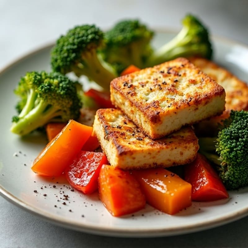 Crispy Baked Tofu with Roasted Vegetables