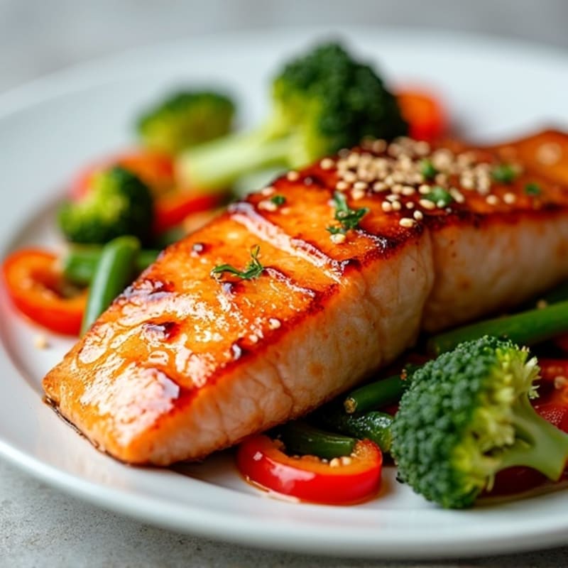 Honey-Ginger Glazed Salmon with Sesame Vegetables