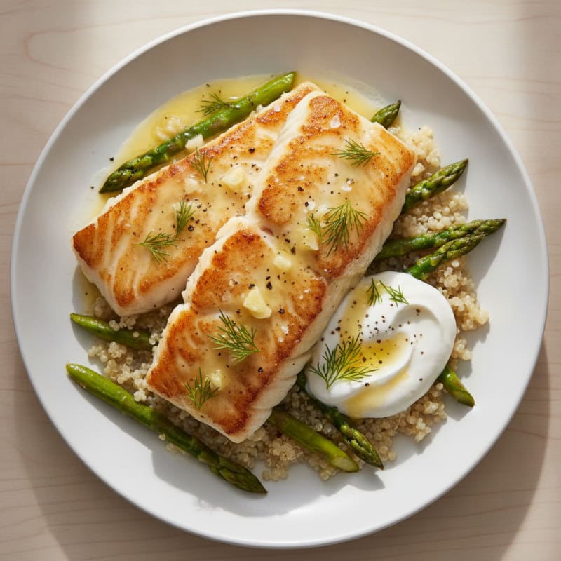Pan-Seared Cod with Lemon-Dill Sauce