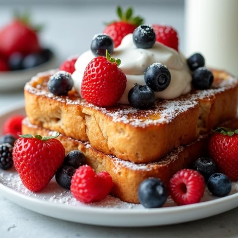 Crispy Cinnamon Whole Wheat French Toast Bake with Berries and Greek Yogurt