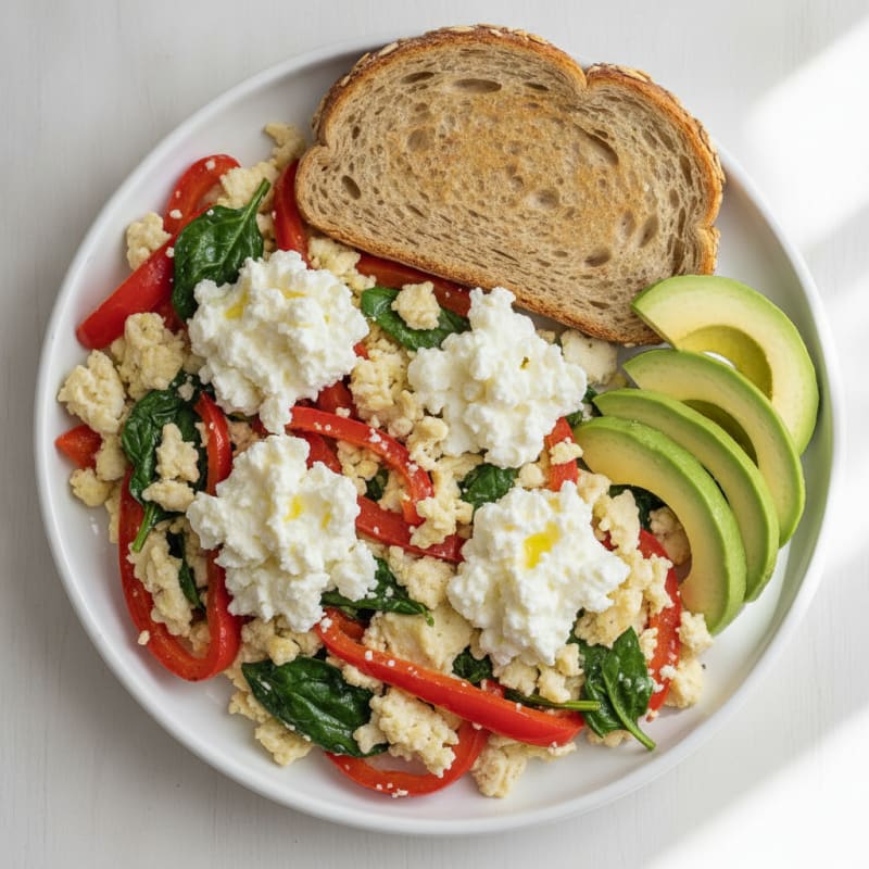 Egg White Veggie Scramble with Cottage Cheese