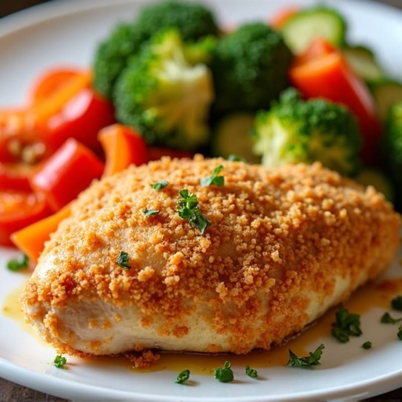 Crispy Buttermilk Baked Chicken with Roasted Vegetables