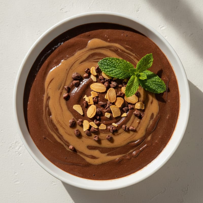 Creamy Vegan Protein Pudding with Almond Butter and Cocoa