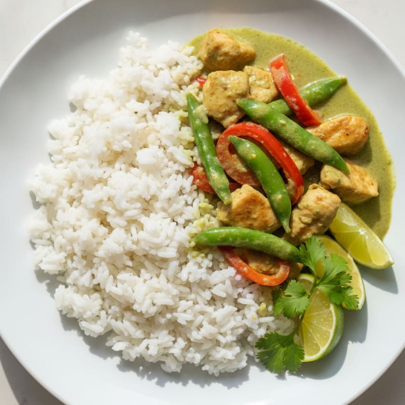 Green Curry Chicken with Coconut Rice