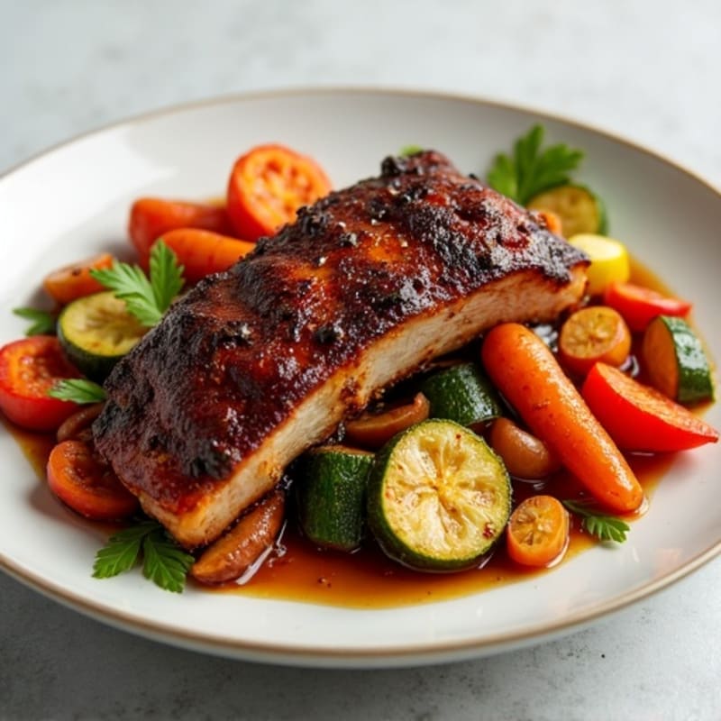 Smoked Pork Ribs with Roasted Vegetables