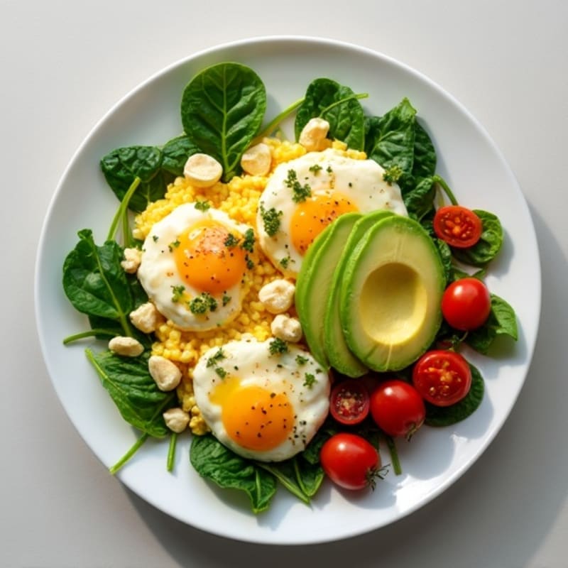 Cottage Cheese and Egg White Scramble with Spinach and Tomatoes