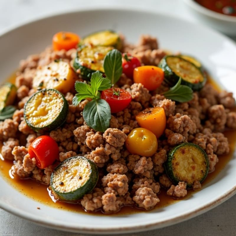 Savory Ground Pork with Roasted Vegetables