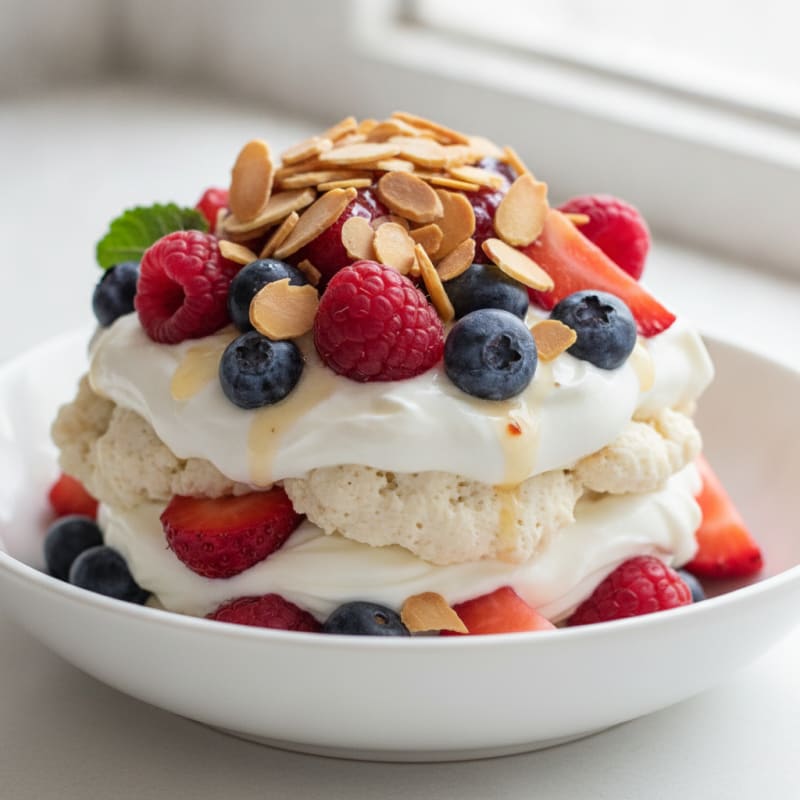 Greek Yogurt Protein Parfait with Mixed Berries and Almonds