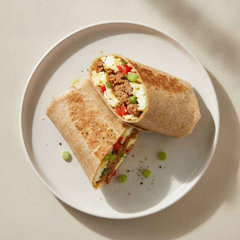 High-Protein Turkey Sausage and Egg Breakfast Burrito