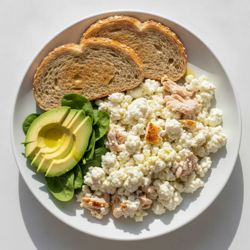 Cottage Cheese Scramble with Egg Whites and Roasted Turkey