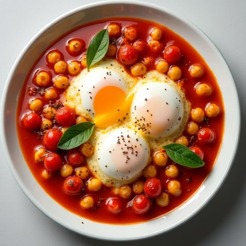 Spicy Poached Eggs in Rich Tomato Sauce
