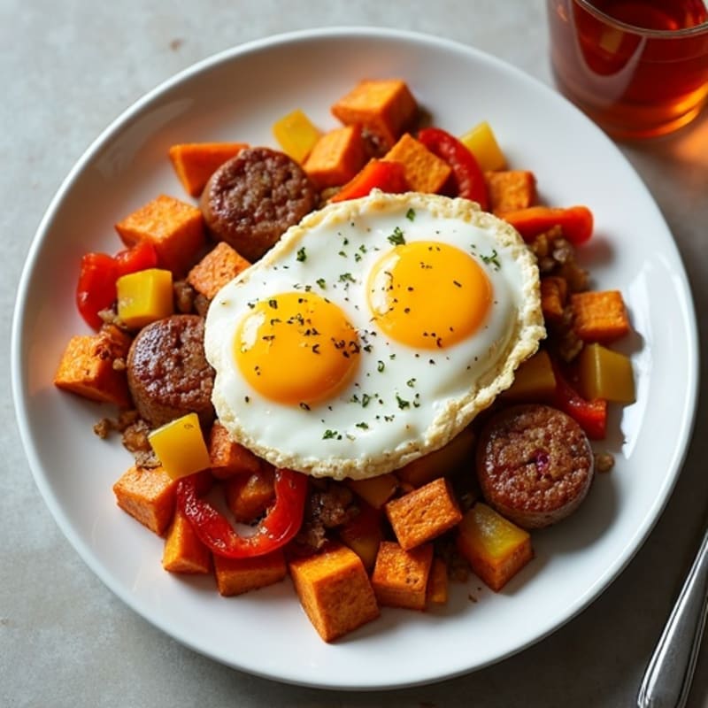 Crispy Sheet Pan Sweet Potato Hash with Eggs