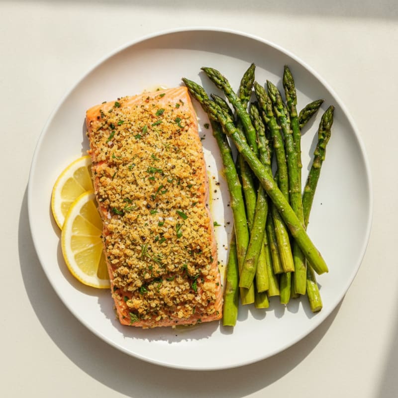 Herb-Crusted Salmon with Roasted Asparagus