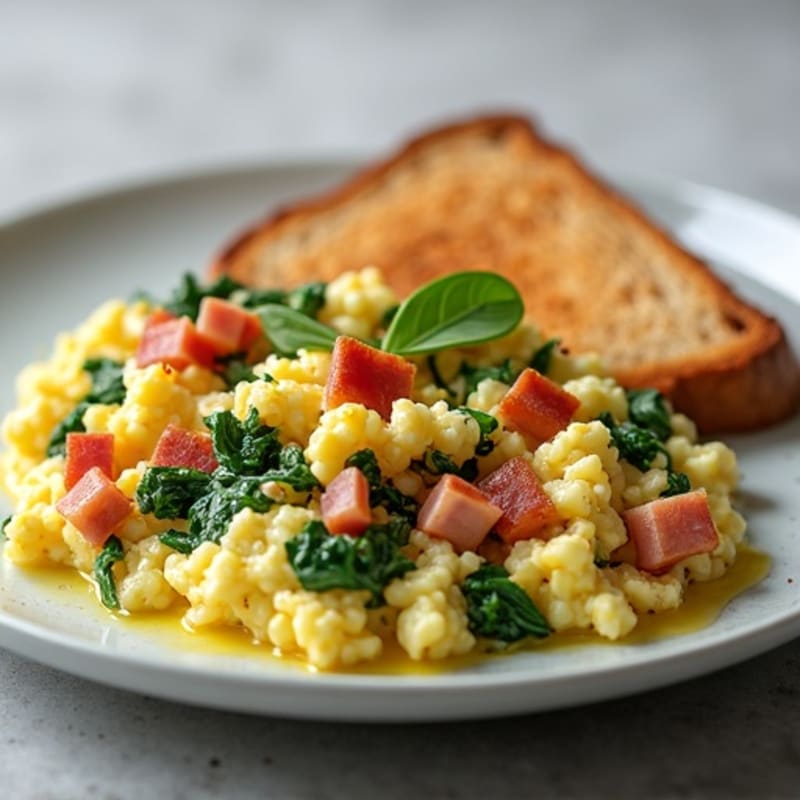 Egg White Scramble with Spinach and Turkey Bacon