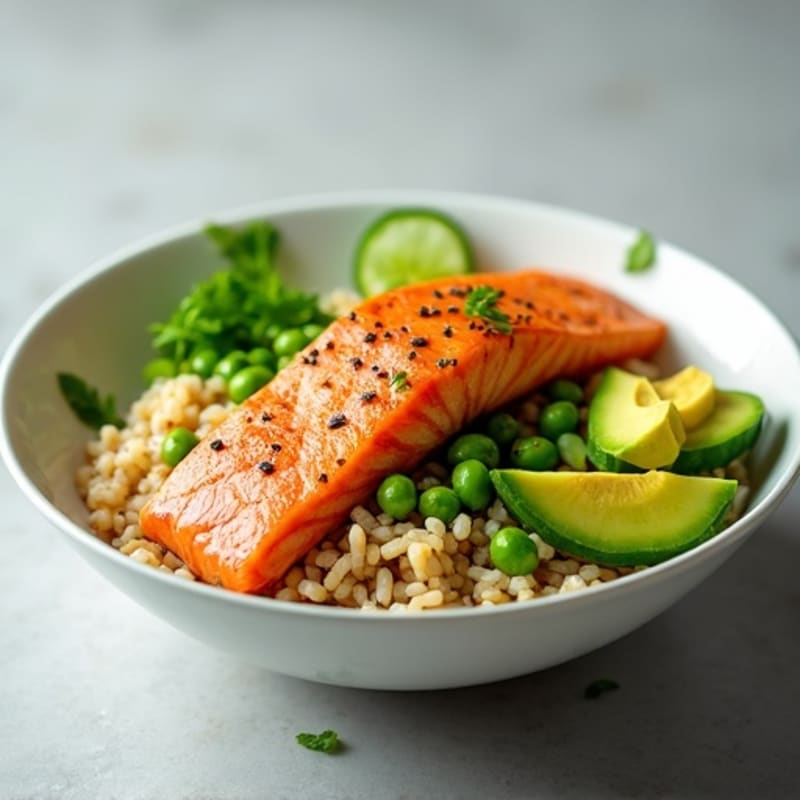 Fresh Salmon and Avocado Rice Bowl