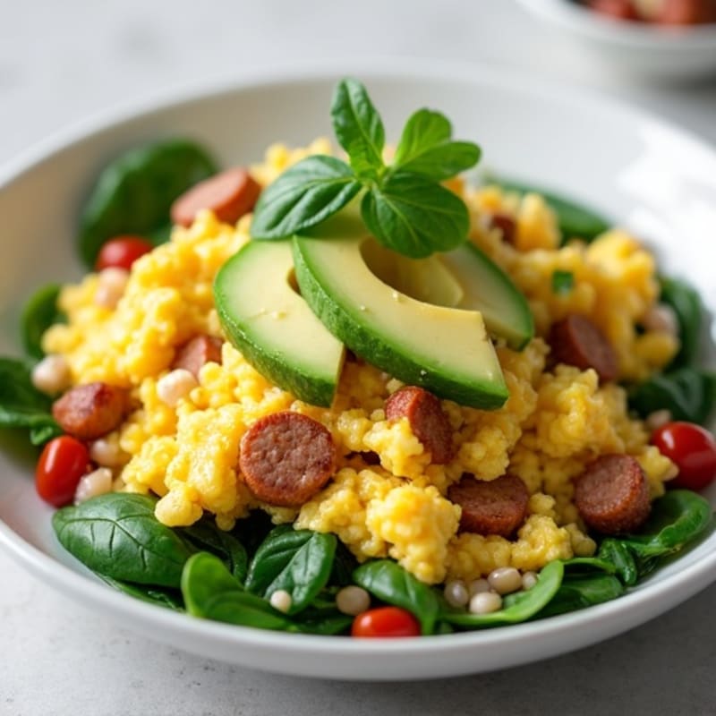Egg White Scramble with Spinach and Turkey Sausage