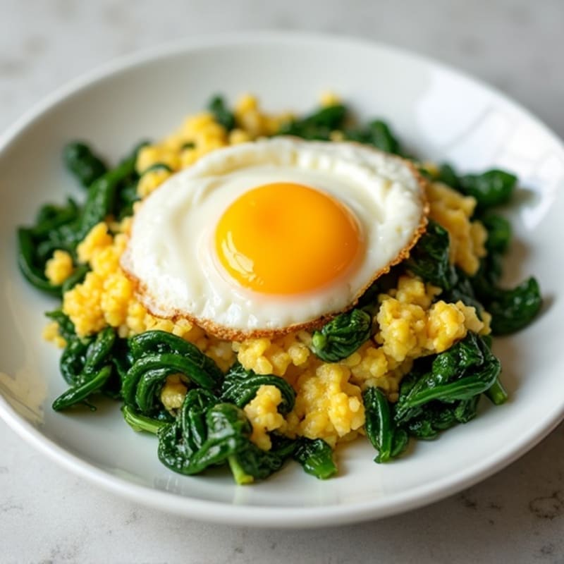 Cottage Cheese Egg White Scramble with Sautéed Spinach