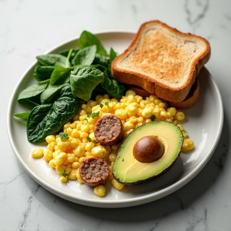 Egg White and Turkey Sausage Scramble with Spinach