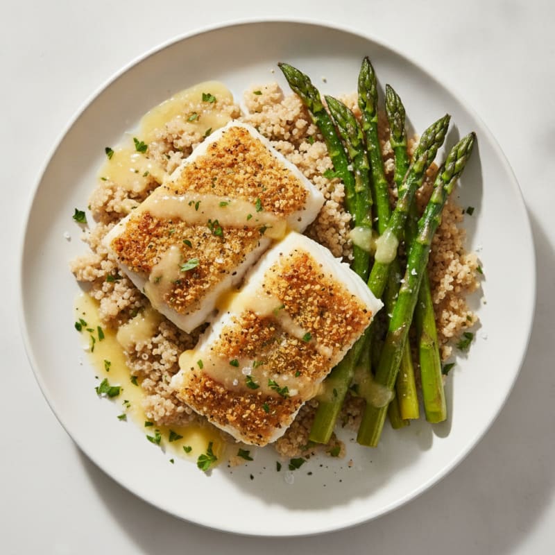 Lemon-Herb Baked Cod with Roasted Asparagus