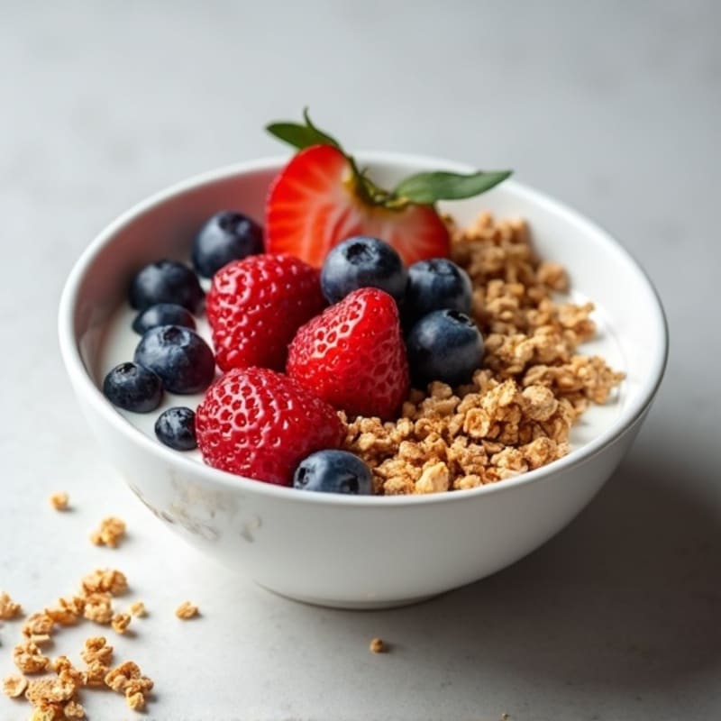 Creamy Greek Yogurt Bowl with Mixed Berries and Crunchy Granola