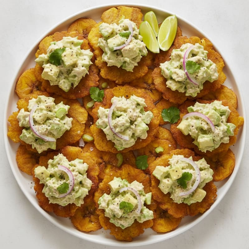 Tuna Avocado Salad on Fried Plantains