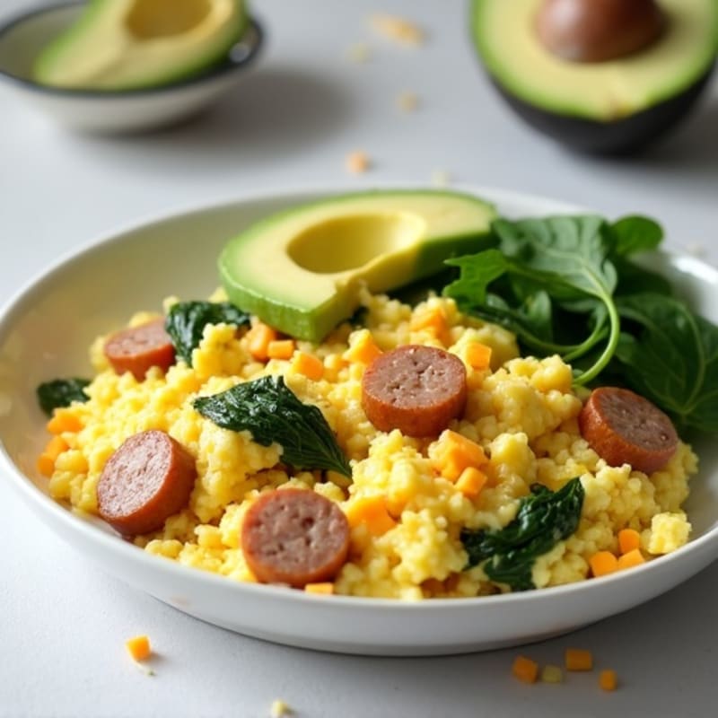 Egg White Scramble with Spinach and Turkey Sausage