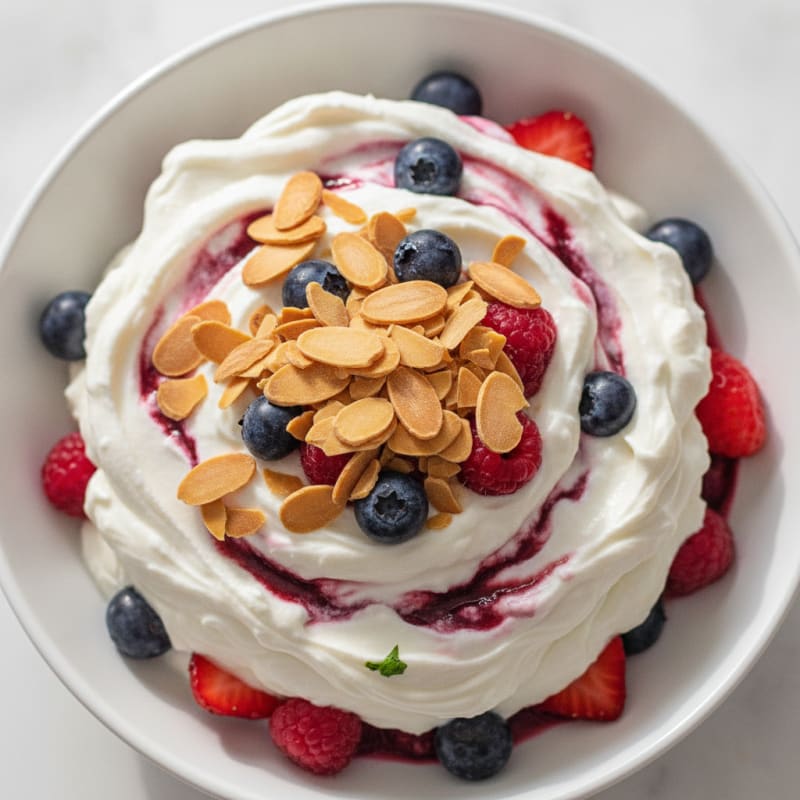 Greek Yogurt Protein Parfait with Mixed Berries and Almonds