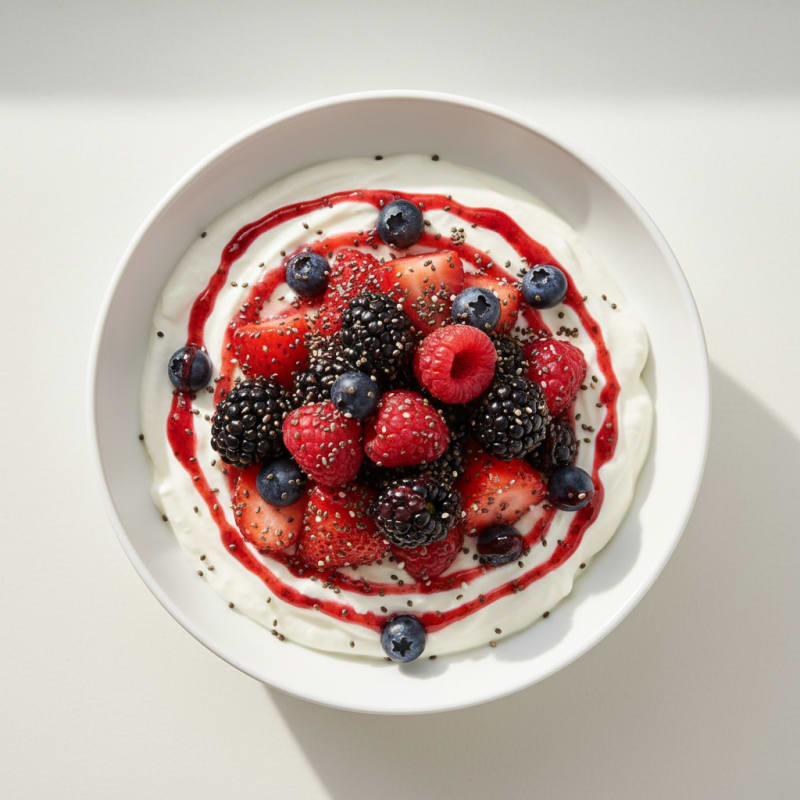 Greek Yogurt Protein Pudding with Mixed Berries