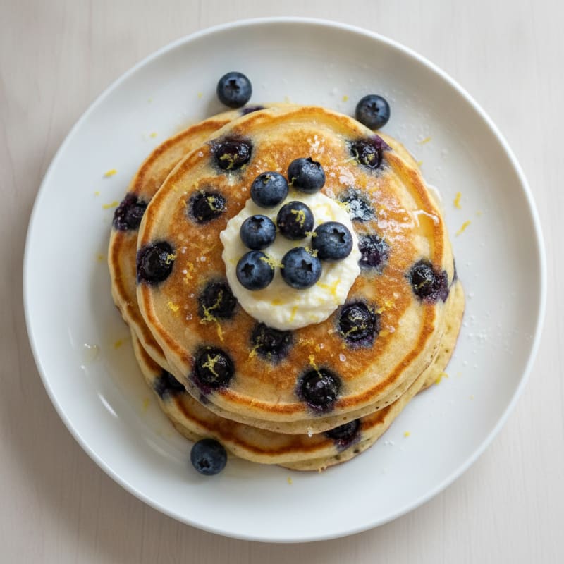 Blueberry Ricotta Pancakes with Lemon Zest