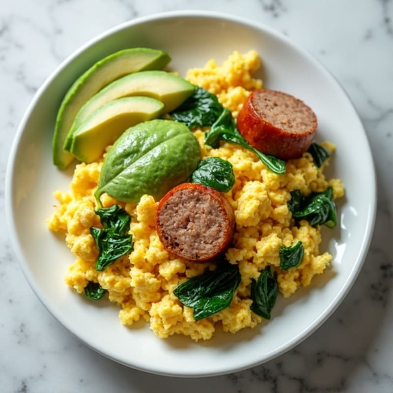 Egg White Scramble with Spinach and Turkey Sausage